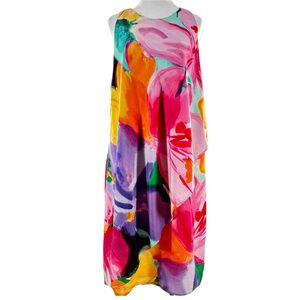 Lauren Ralph Lauren dress 10 multicolored floral watercolor maxi dopamine Easter